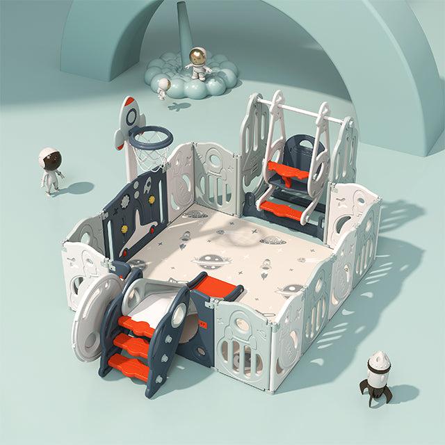 Faltbarer Baby Laufstall mit Spielzeug-Spielzaun für Kleinkinder | Weltraum