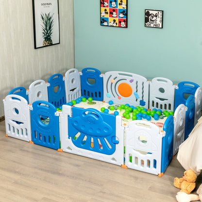 16-teiliges Baby Laufgitter Sicherheitsspielcenter mit abschließbarem Tor