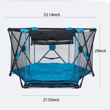 6-teiliges Laufgitter für Kleinkinder und Babys mit leichtem Netz, 134 cm B x 76 cm H (blau)